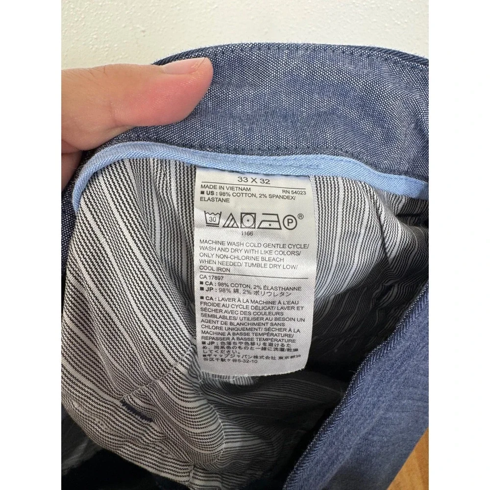 Banana Republic Slim Fit Blue Herringbone Dress Pants Mens 33x32 Cotton Stretch